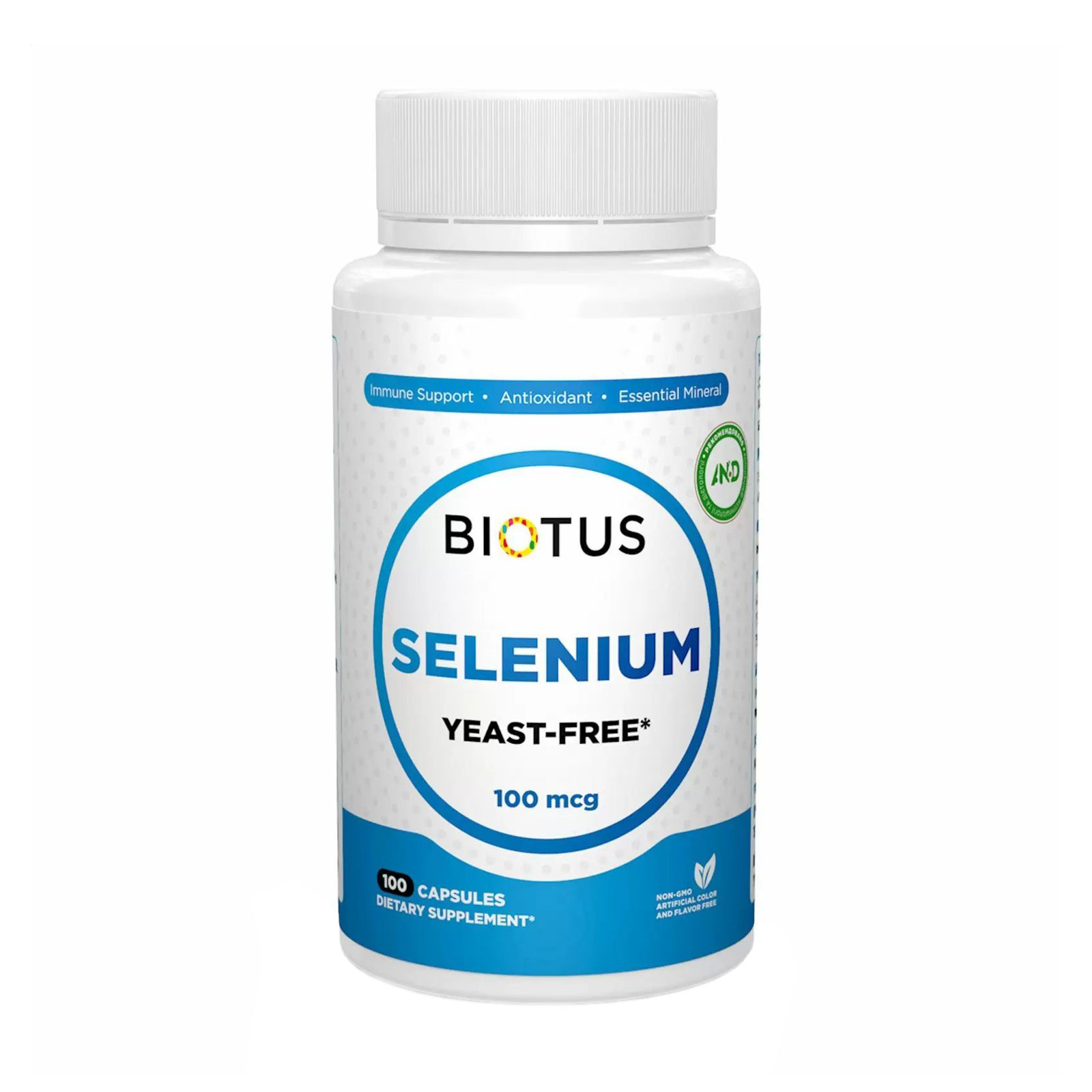 Селен Biotus Selenium без дріжджів, 100 мкг, 100 капсул